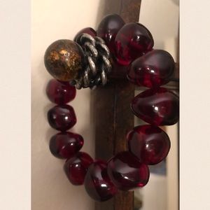 Red Spinel Beaded Stretch Bracelet